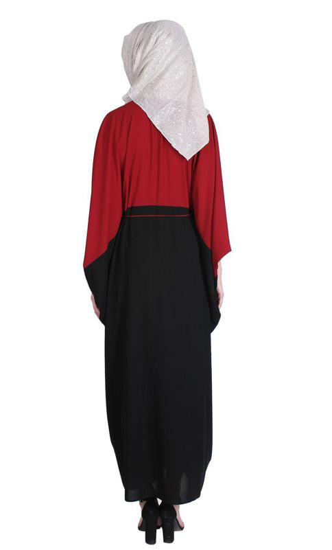 Pearl Embroidery Wine Kaftan