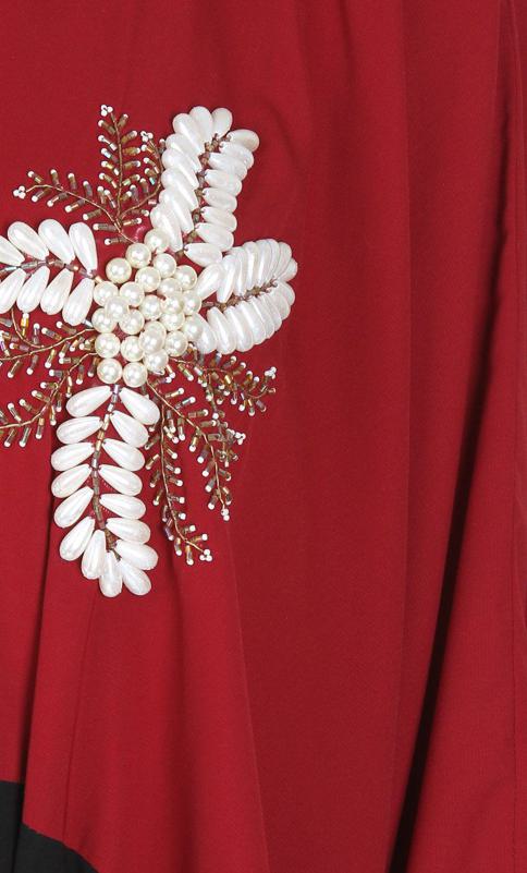 Pearl Embroidery Wine Kaftan