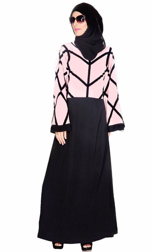 Pink And Black Abaya (Made-To-Order)
