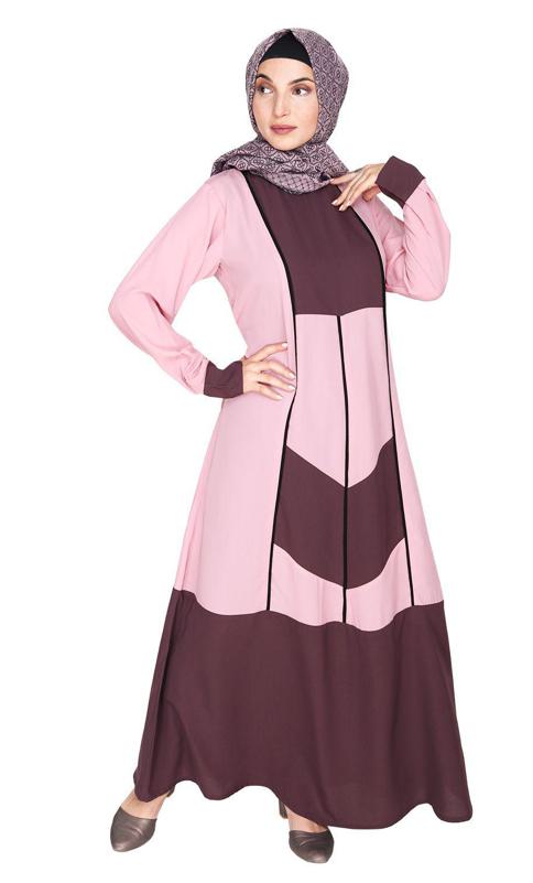 Pink and Imperial Purple Symmetrical Design Abaya (Made-To-Order)
