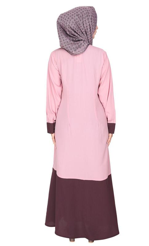 Pink and Imperial Purple Symmetrical Design Abaya (Made-To-Order)