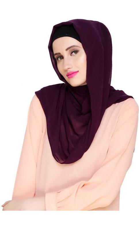 Plain Purple Silk Georgette Hijab