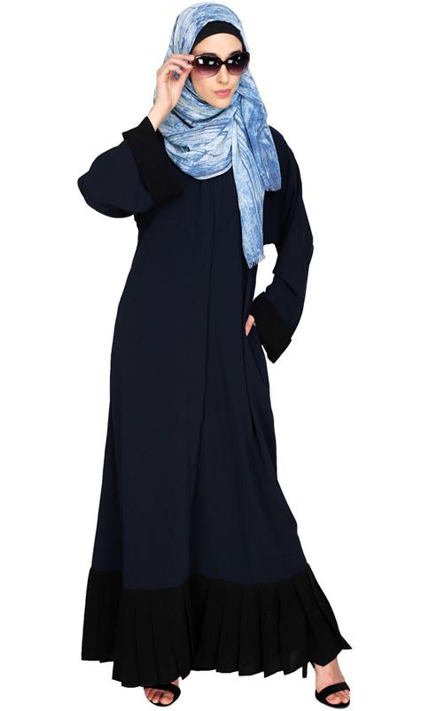 Pleated Bliss Blue Dubai Style Abaya