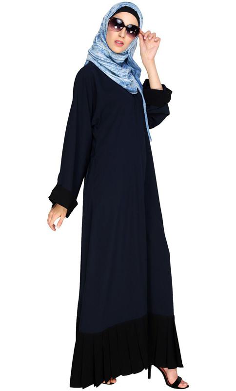 Pleated Bliss Blue Dubai Style Abaya