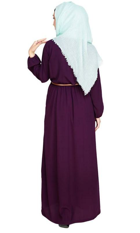 Plush Embroidered Purple Maxi Dress Abaya