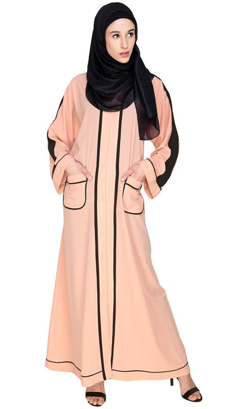 Pocket Dubai Style Abaya With Detailing