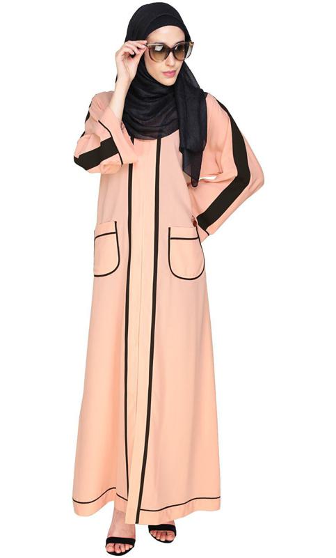 Pocket Dubai Style Abaya With Detailing