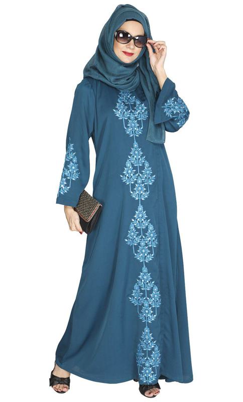Prismatic Mirror Work Green Abaya
