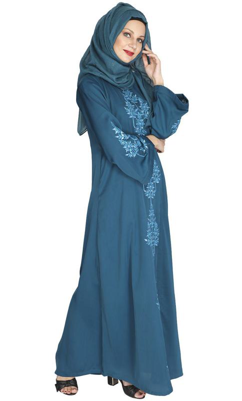 Prismatic Mirror Work Green Abaya