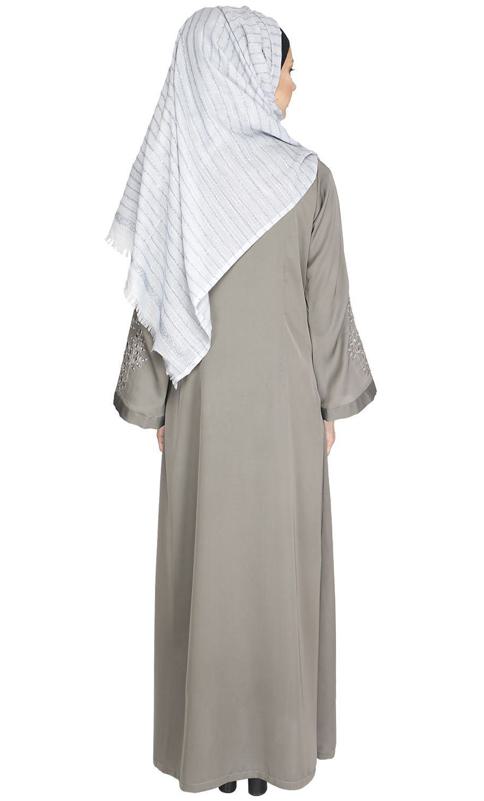 Prismatic Mirror Work Grey Abaya