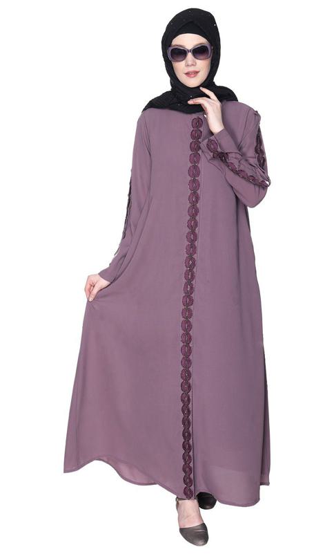 Purple Glittering Loops Abaya