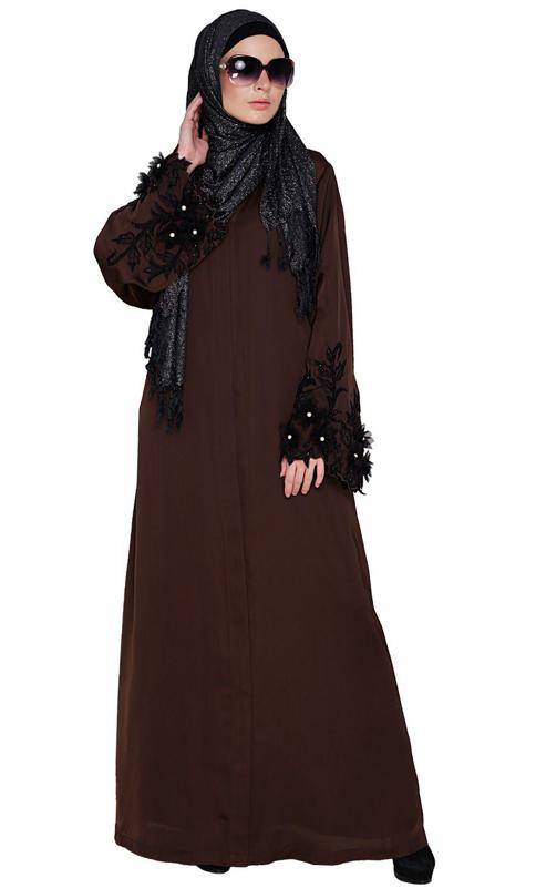 Regal Redwood Colour Dubai Style Abaya (Made-To-Order)