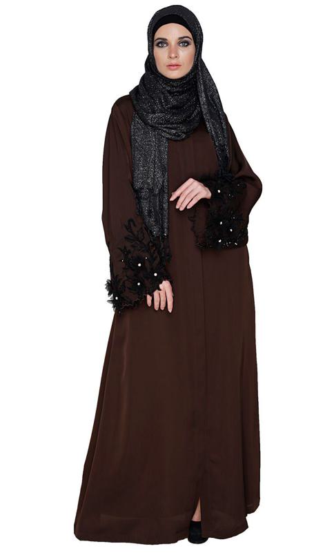 Regal Redwood Colour Dubai Style Abaya (Made-To-Order)