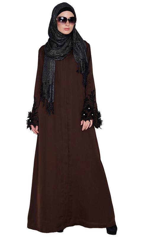 Regal Redwood Colour Dubai Style Abaya (Made-To-Order)