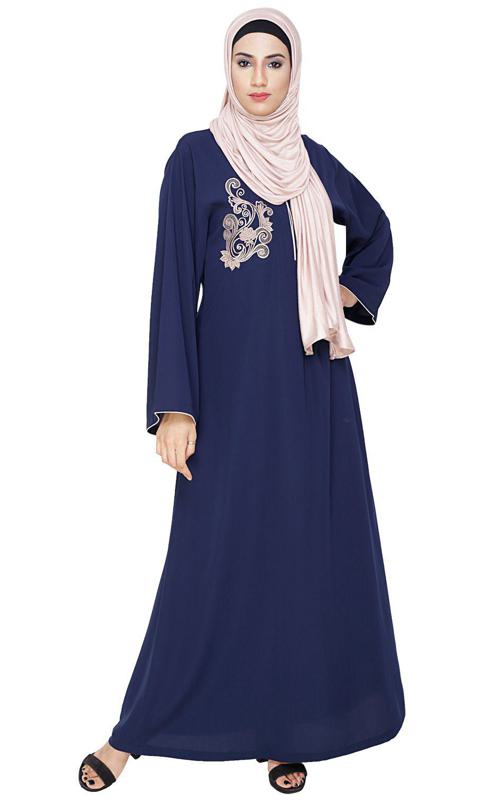 Resham Ornate Blue Dubai Style Abaya