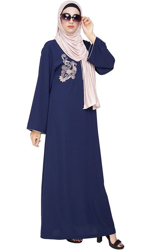 Resham Ornate Blue Dubai Style Abaya