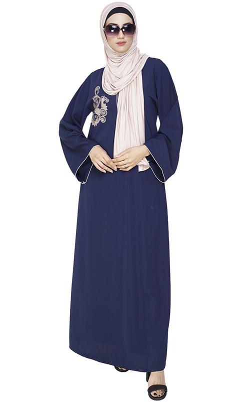Resham Ornate Blue Dubai Style Abaya