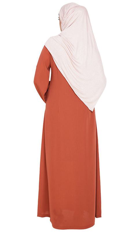 Resham Ornate Brick Red Dubai Style Abaya