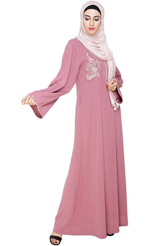 Resham Ornate Onion Pink Dubai Style Abaya