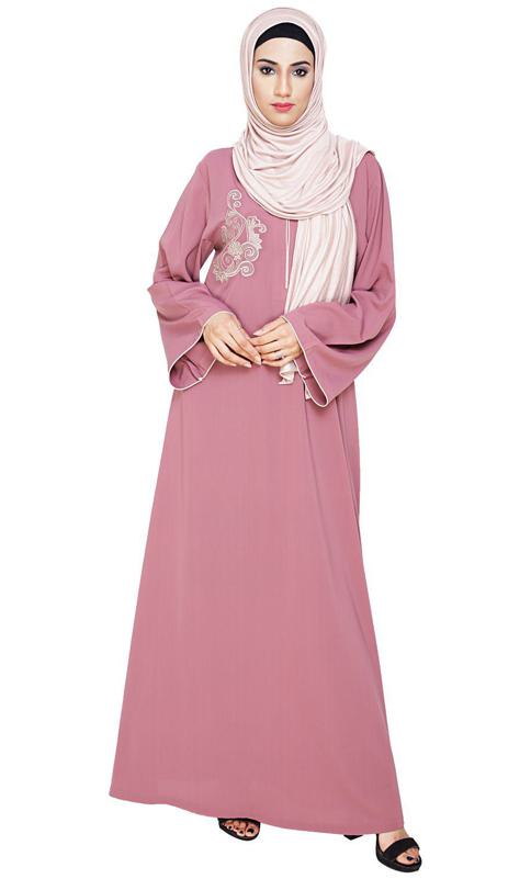 Resham Ornate Onion Pink Dubai Style Abaya