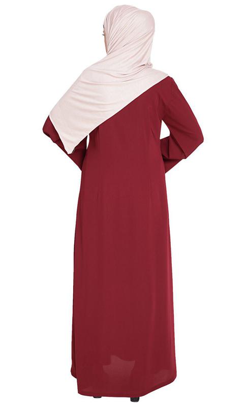Resham Ornate Wine Dubai Style Abaya