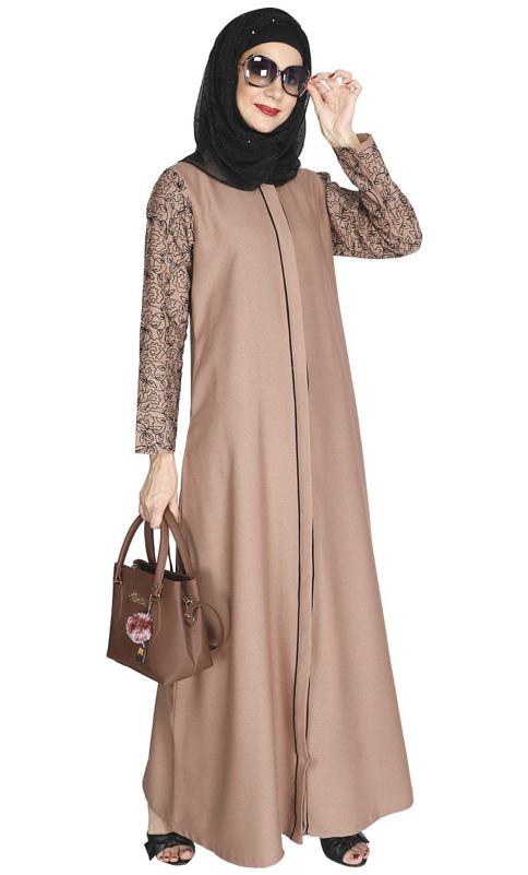 Role Down Beige Abaya