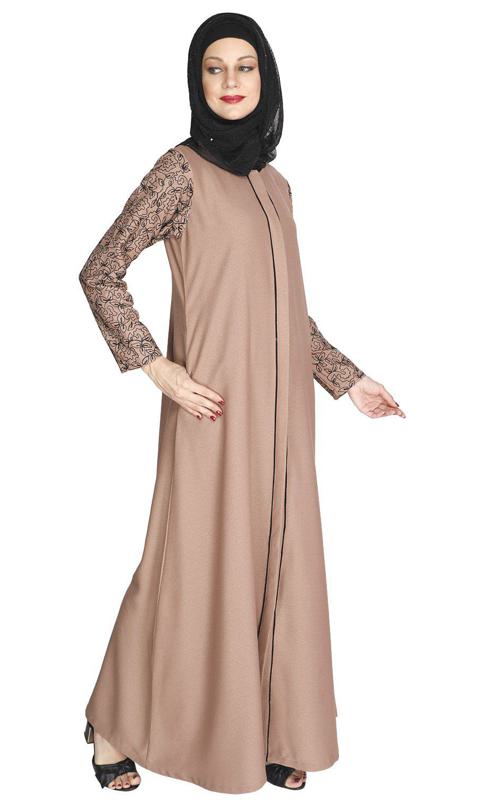 Role Down Beige Abaya