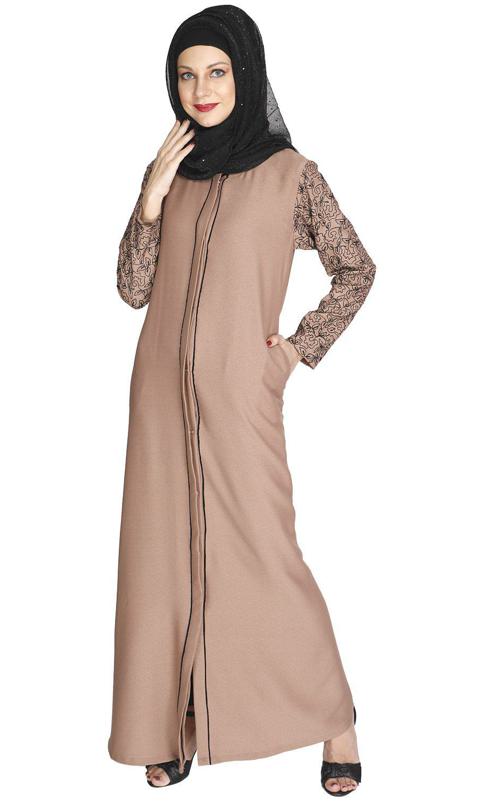 Role Down Beige Abaya