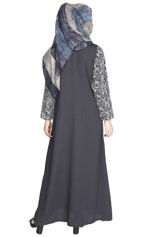 Role Down Grey Abaya (Made-To-Order)