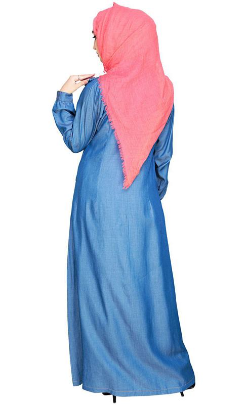 Ruffled Affair Blue Abaya