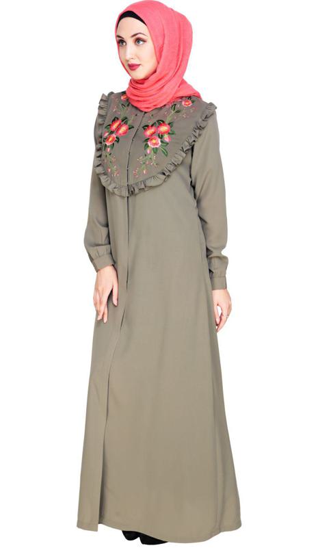 Ruffled Affair Dead Mint Abaya