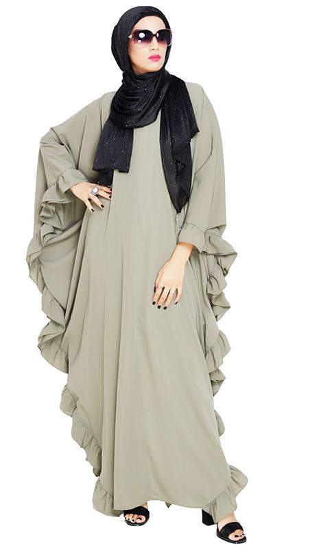 Ruffled Dead Mint Kaftan