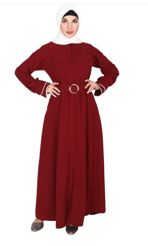 Shirt Style Dead Maroon Maxi Dress