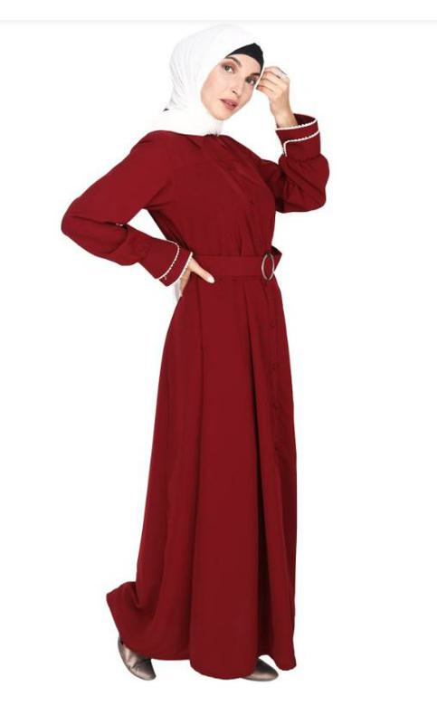 Shirt Style Dead Maroon Maxi Dress