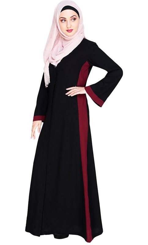 Side Panelled Black Abaya (Made-To-Order)