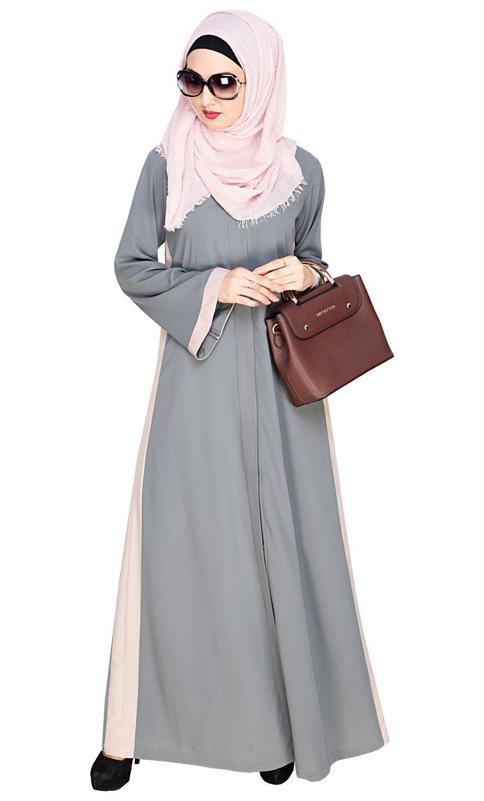 Side Panelled Grey Abaya (Made-To-Order)