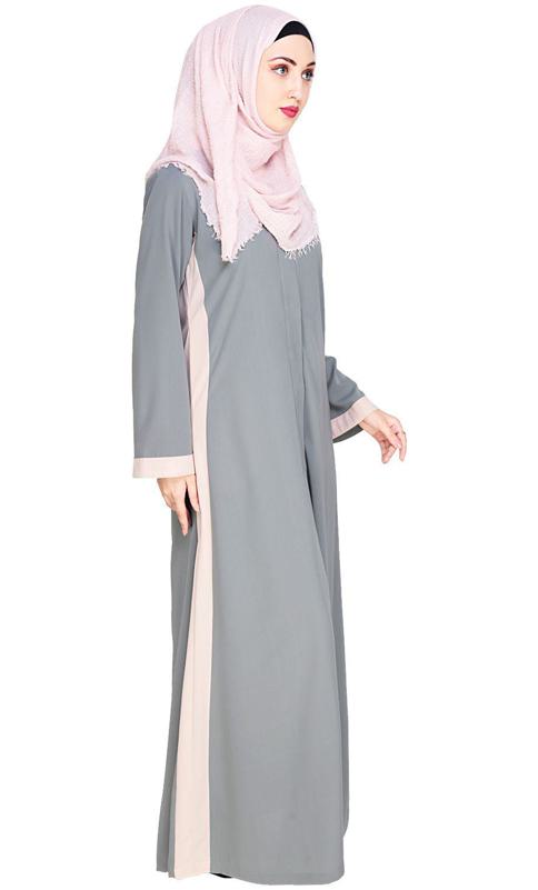 Side Panelled Grey Abaya (Made-To-Order)