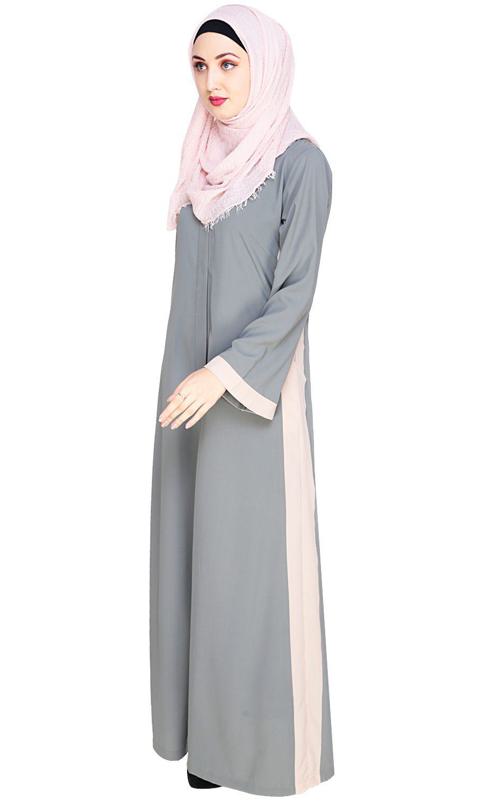 Side Panelled Grey Abaya (Made-To-Order)