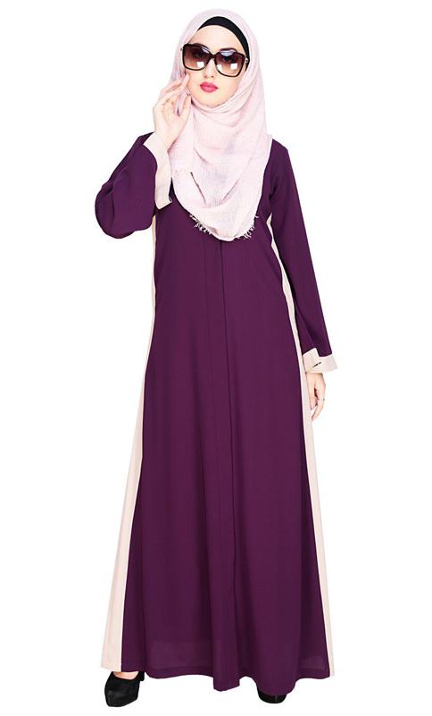 Side Panelled Purple Abaya