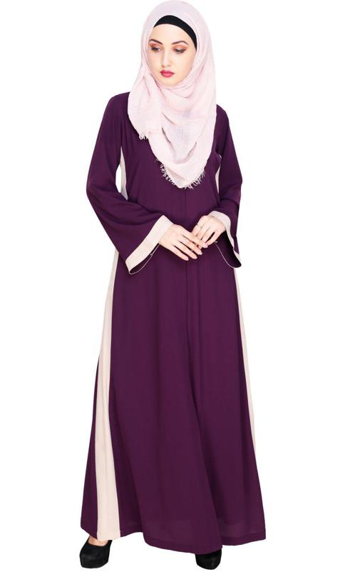 Side Panelled Purple Abaya