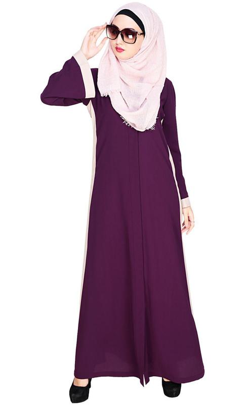 Side Panelled Purple Abaya
