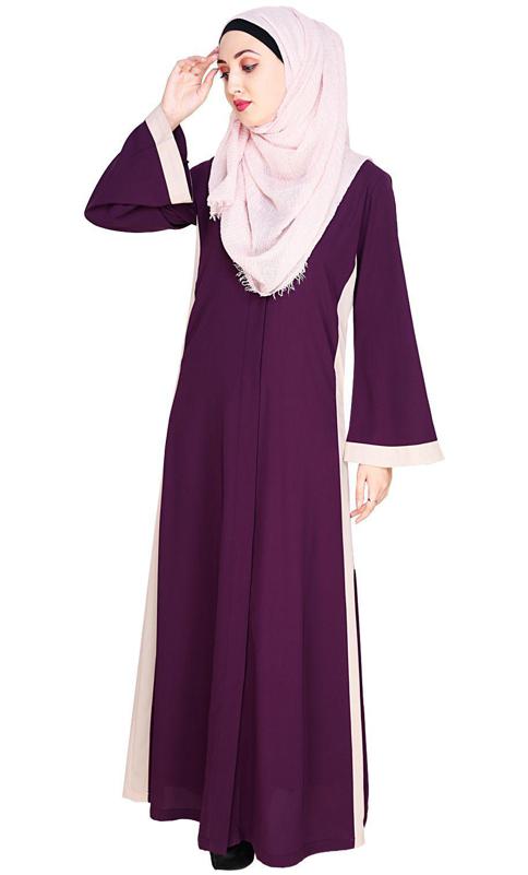 Side Panelled Purple Abaya