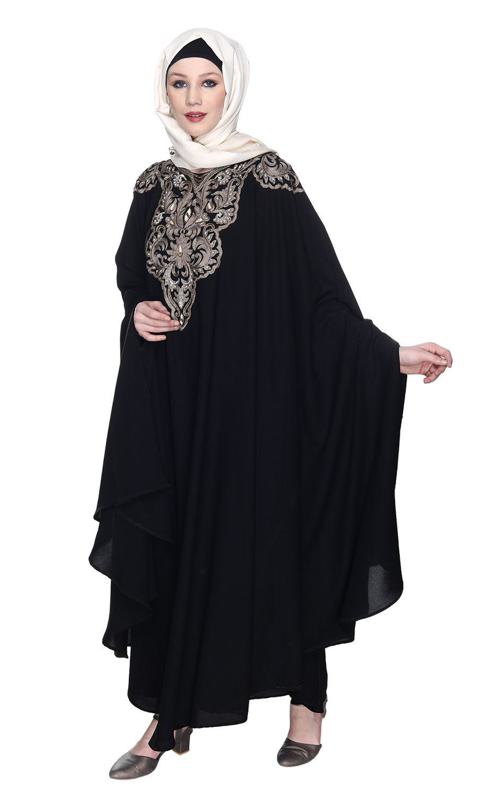 Single Layered Black Luxury Irani Kaftan (Made-To-Order)