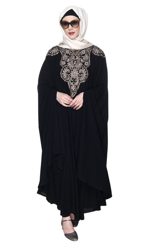 Single Layered Black Luxury Irani Kaftan (Made-To-Order)