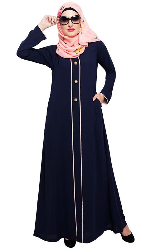 Sleek Blue Abaya (Made-To-Order)