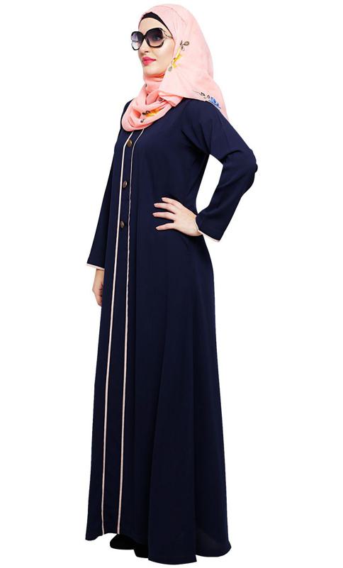 Sleek Blue Abaya (Made-To-Order)