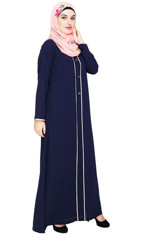 Sleek Blue Abaya (Made-To-Order)