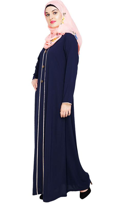 Sleek Blue Abaya (Made-To-Order)