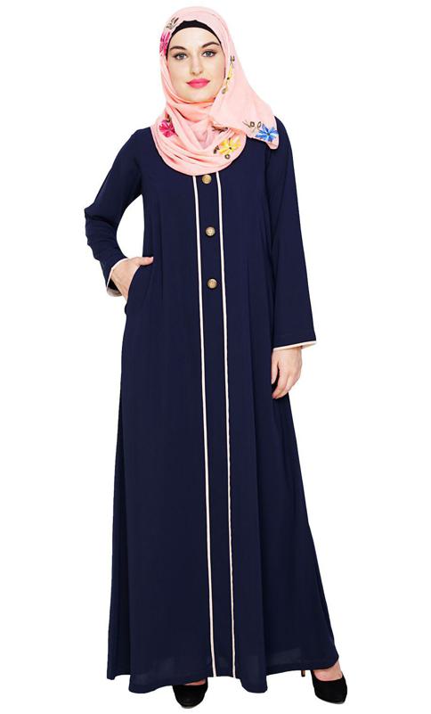 Sleek Blue Abaya (Made-To-Order)