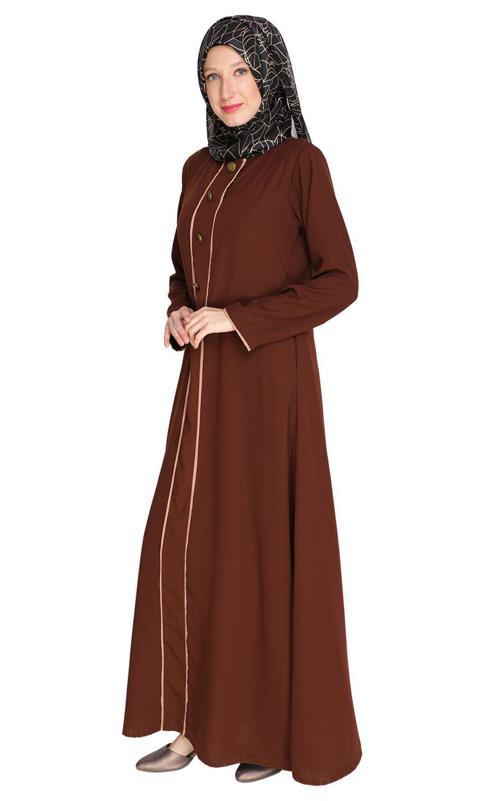 Sleek Dark Brown Abaya (Made-To-Order)
